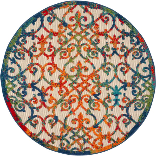 Nourison Aloha Scroll Contemporary Round Rug - image 
