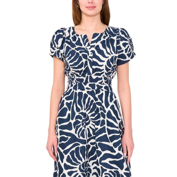 Womens MSK Short Sleeve Split Neck Smock Waist Maxi Dress