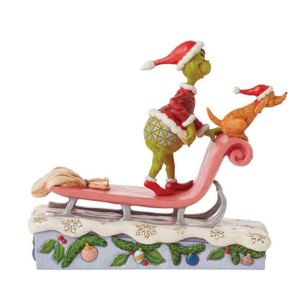 Jim Shore Grinch and Max on Sled Christmas Figurine