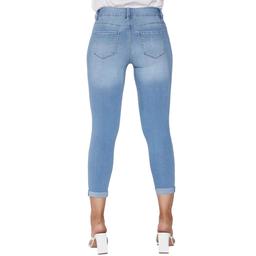 Petite Royalty Basic Two Button Roll Cuff Ankle Jeans