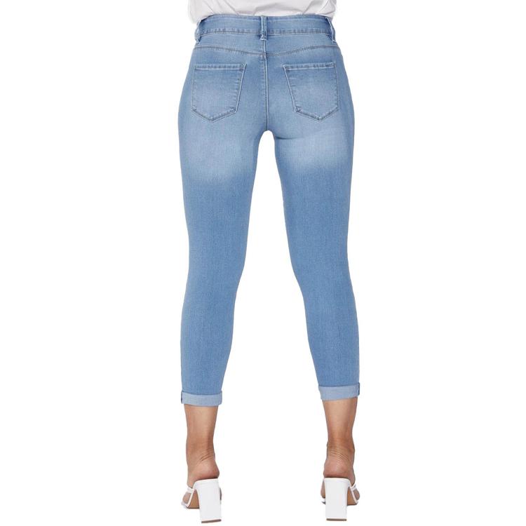 Petite Royalty Basic Two Button Roll Cuff Ankle Jeans