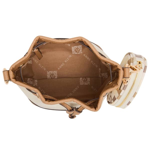 Anne Klein Graphic Tile Small Bucket Bag - Mink