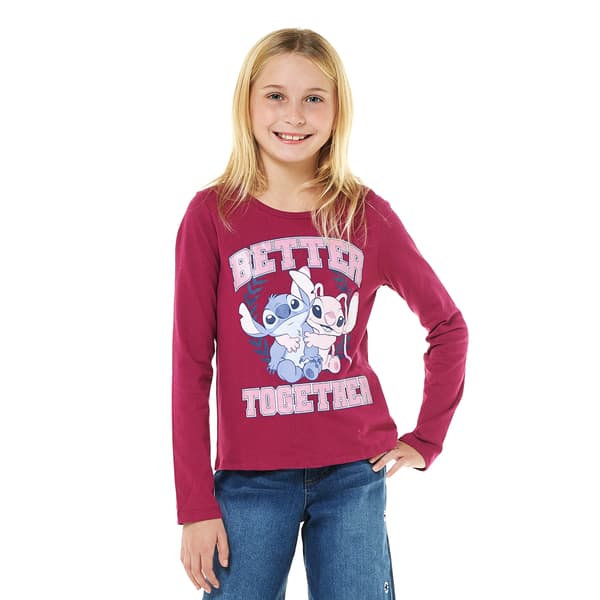 Girls (7-16) Disney Stitch & Angel Better Together Top - image 