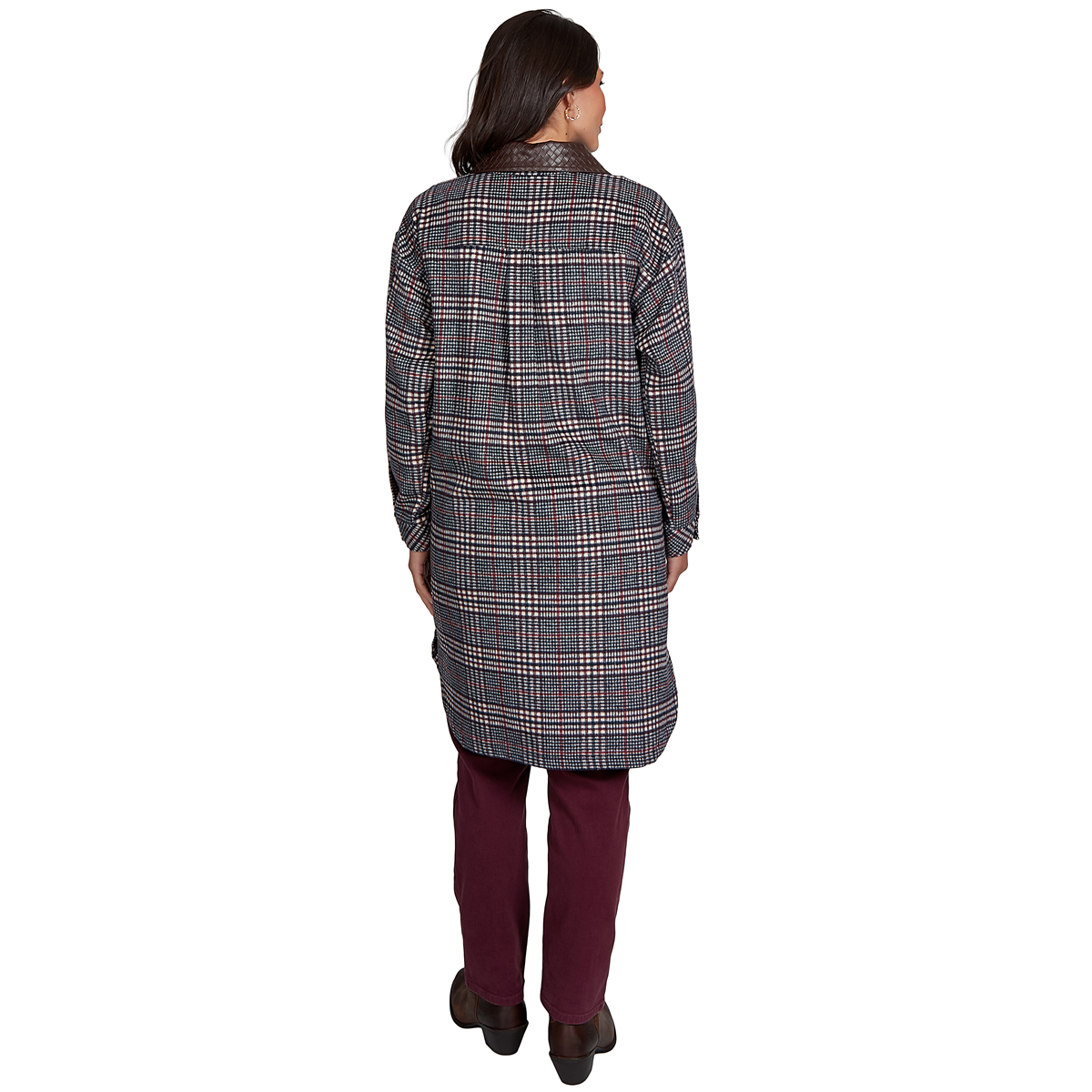 Petite Ruby Rd. English Countryside Collared Plaid Coatigan