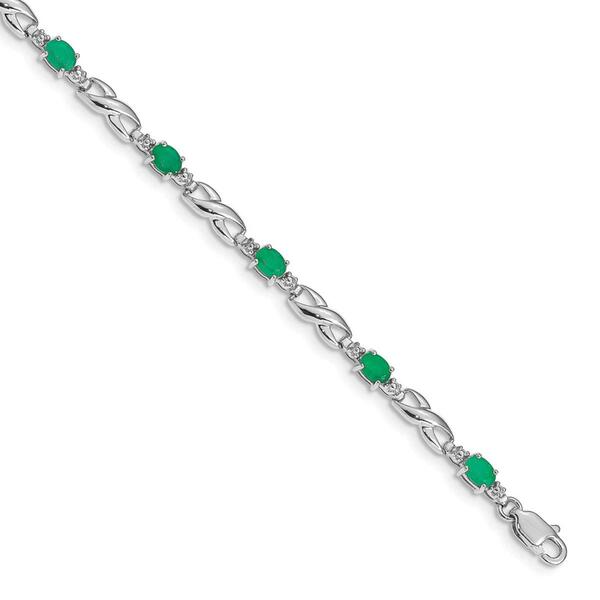 Gemstone Classics&#40;tm&#41; 14kt. Diamond & Emerald X Link Bracelet - image 