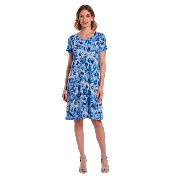Plus Size Architect(R) Short Sleeve Tonal Floral A-Line Dress - image 