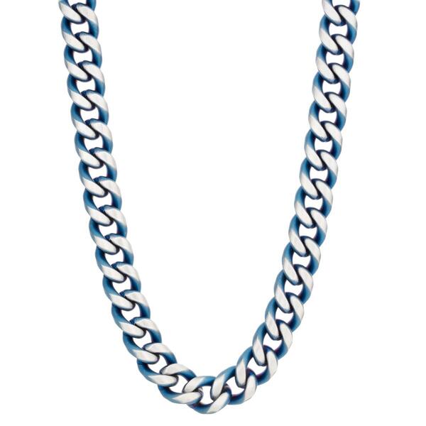 Mens Lynx Stainless Steel Blue Ion-Plated Foxtail Chain Necklace - image 