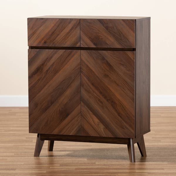 Baxton Studio Hartman Walnut Brown Finished Wood Shoe Cabinet