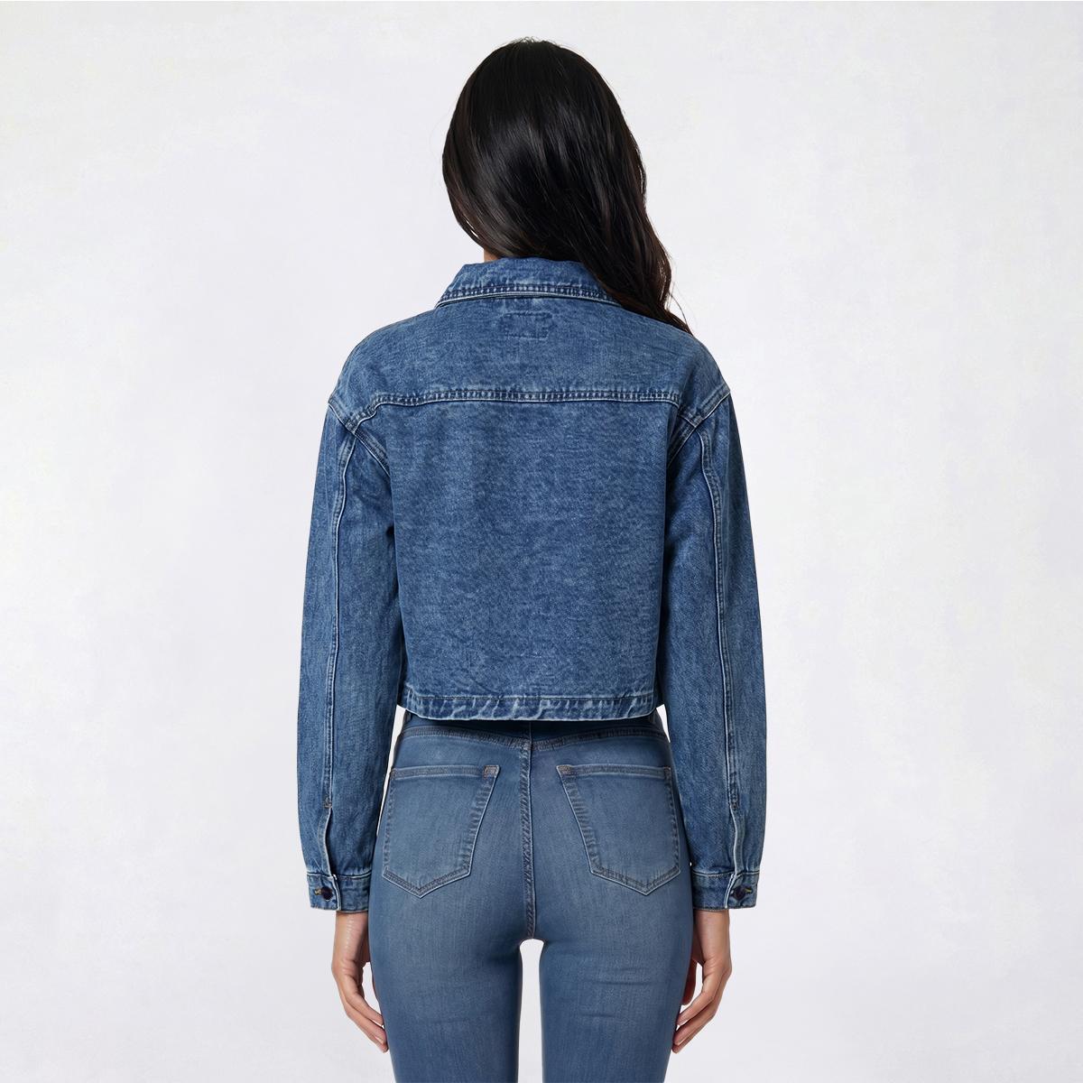 Juniors YMI Cropped Trucker Denim Jacket