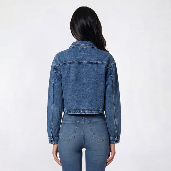 Juniors YMI Cropped Trucker Denim Jacket