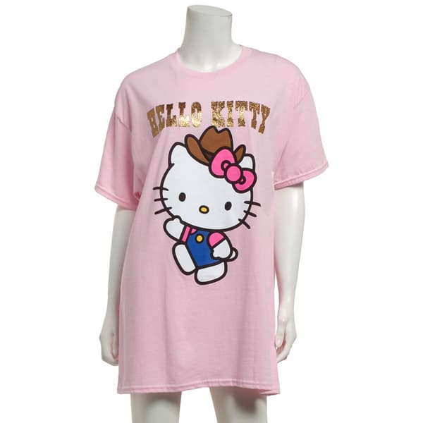 Juniors Hybrid Hello Kitty(R) Glitter Western Boyfriend Tee