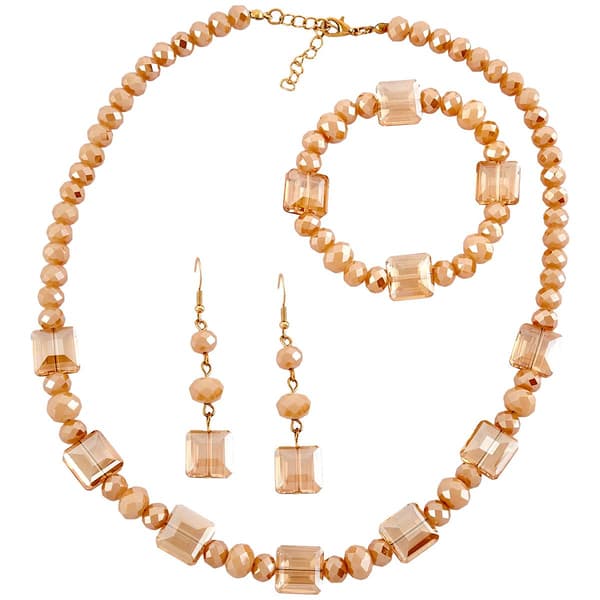 Ashley Cooper(tm) Peach Glass Beaded Necklace/Earring/Bracelet Set - image 