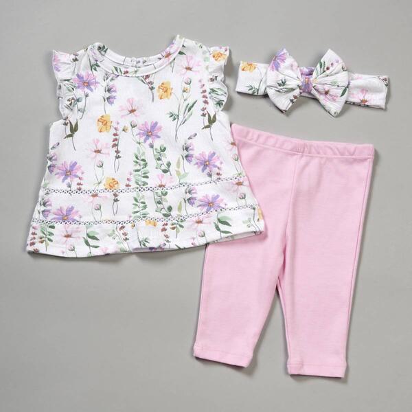 Baby Girl &#40;3-9M&#41; Mini Hop Floral Top & Solid Legging Set - image 