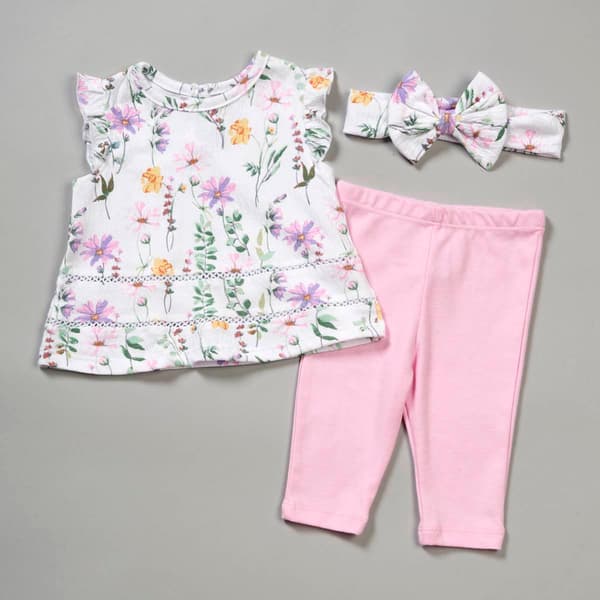 Baby Girl &#40;3-9M&#41; Mini Hop Floral Top & Solid Legging Set - image 