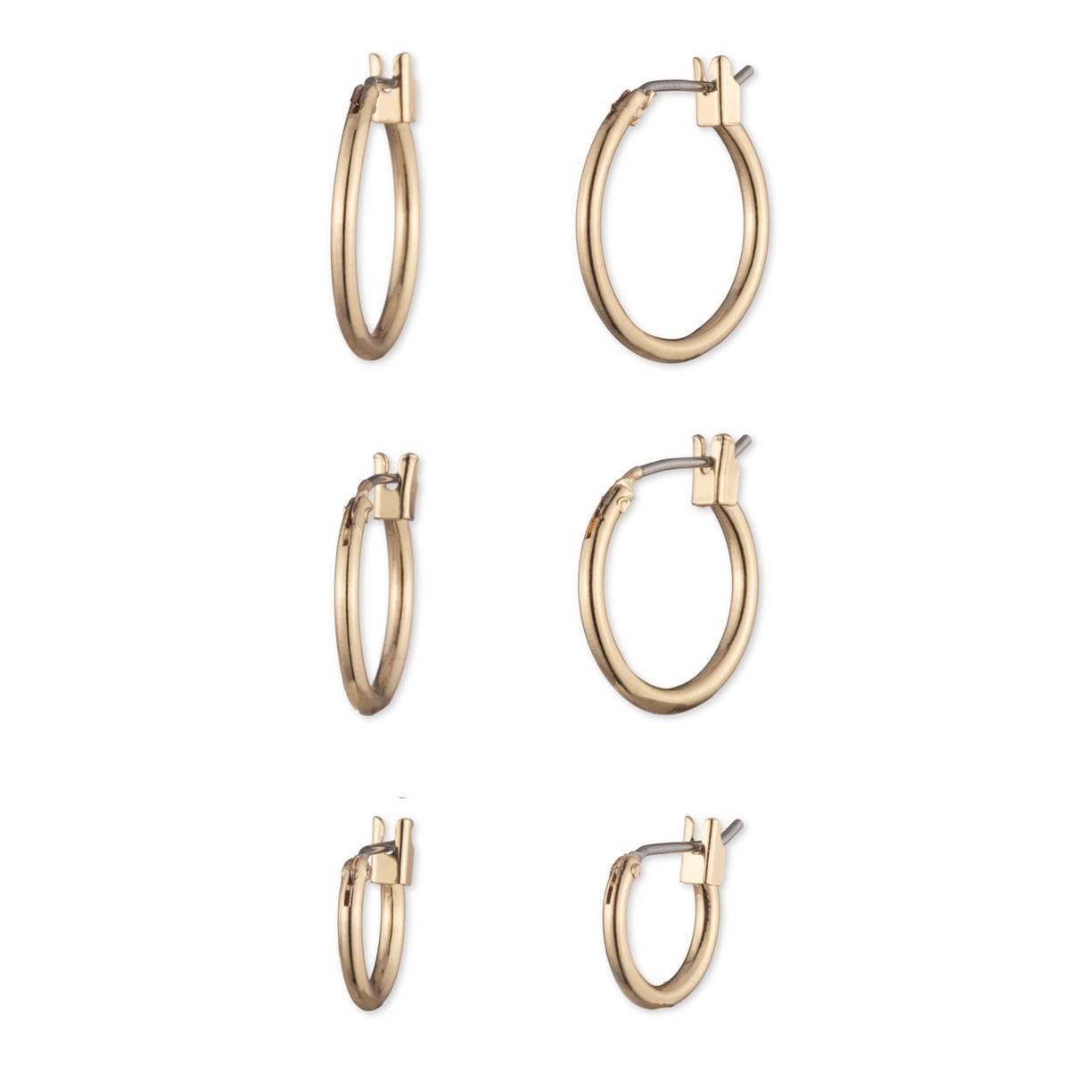 Nine West Gold Small 3pr. Hoop Earrings
