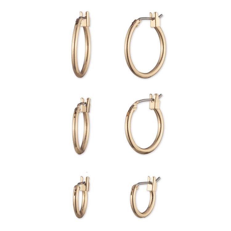 Nine West Gold Small Trio Hoop Earrings