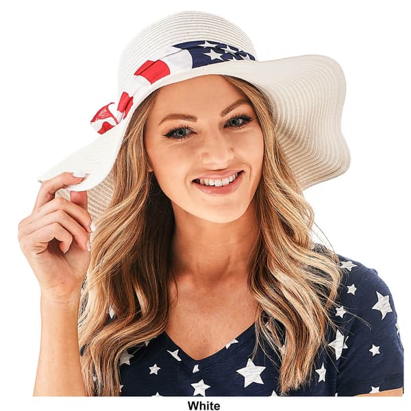 Womens Mad Hatter Americana Floppy Hat with Back Bow