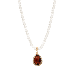 1928 15in. Brown Teardrop Faux Pearl Pendant