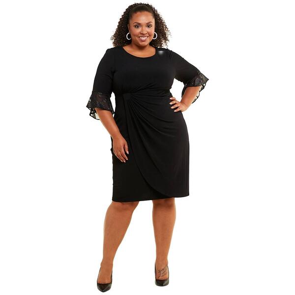 Plus Size Connected Apparel Bell Sleeve Side Ruched Sheath Dress - image 
