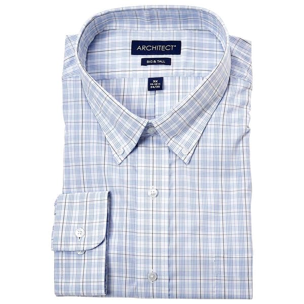 Mens Big Architect&#40;R&#41; High Performance Dress Shirt-Blue/Grey Plaid - image 