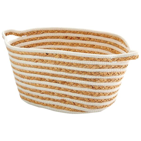 Heritage Medium White Stripe Rope Hyacinth Shelf Tote - image 