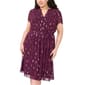 Plus Size MSK Short Sleeve Print Chiffon Foil Dot Pintuck Dress - image 1