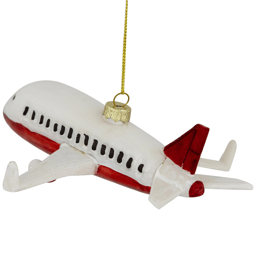 Northlight 5.75in. White & Red Airplane Glass Christmas Ornament