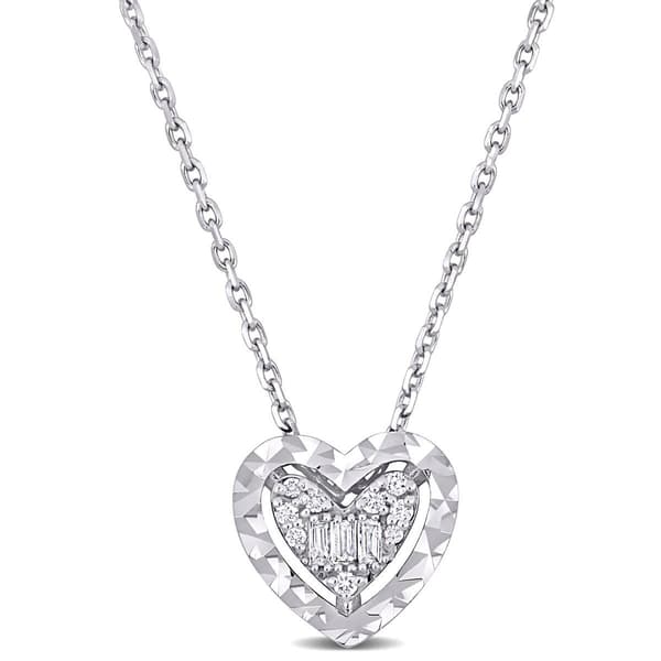 Sophia B 0.06ctw. Baguette Heart Diamond Pendant Necklace - image 