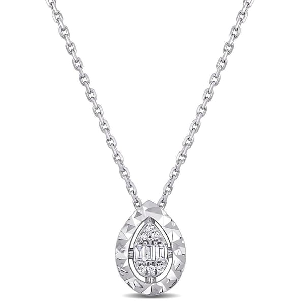 Sophia B 0.06ctw. Baguette Pear Diamond Pendant Necklace - image 