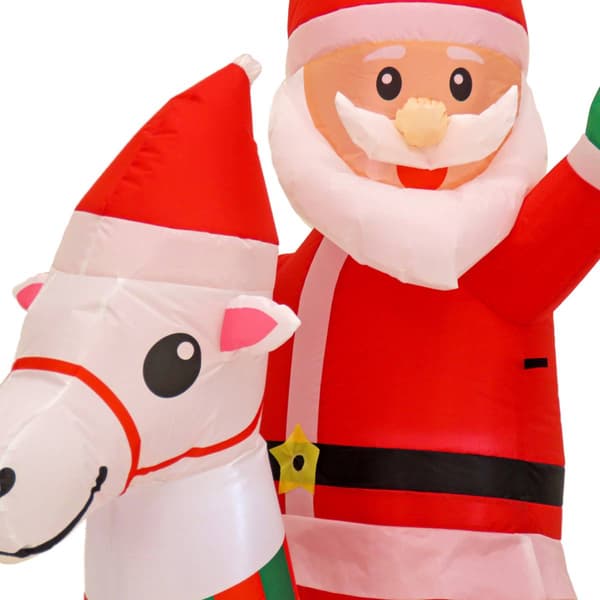 National Tree 6ft. Red Inflatable Santa on Rocking Horse