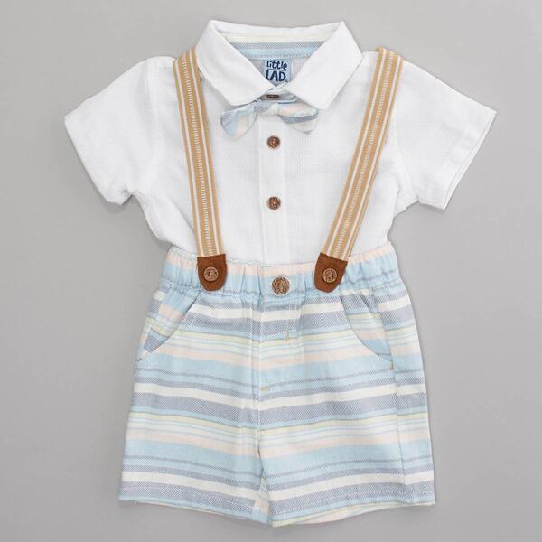 Baby Boy &#40;12-24M&#41; Little Lad&#40;R&#41; 4pc. Stripe Suspender Shorts Set - image 