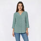 Petite Napa Valley 3/4 Sleeve Button Front Gauze Blouse - image 1