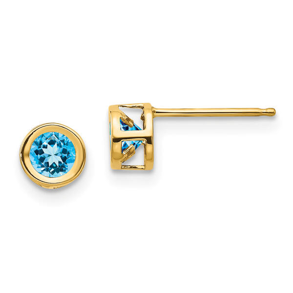 Gemstone Classics&#40;tm&#41; Yellow Gold 5mm. Topaz Stud Earrings - image 