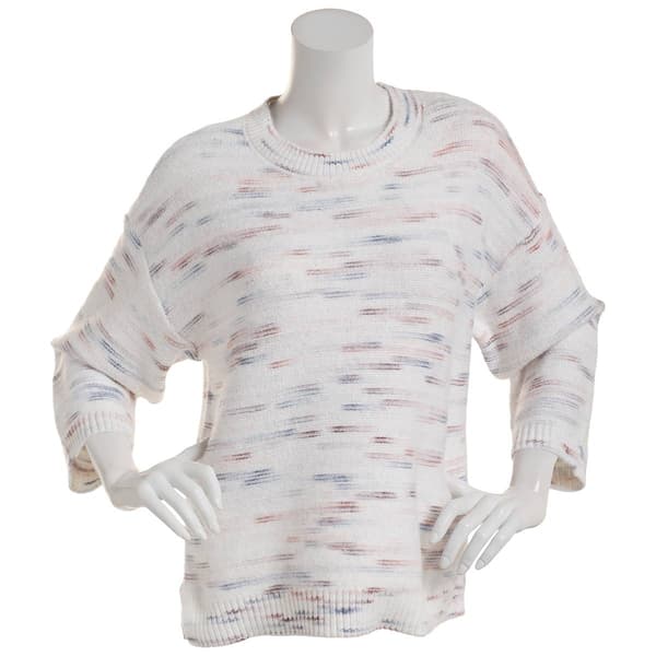 Petite Architect&#40;R&#41; 3/4 Sleeve Reverse Stitch Space Dye Sweater - image 