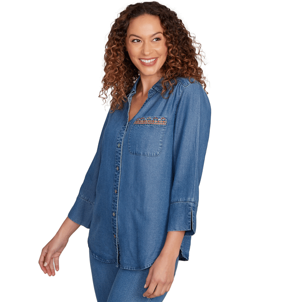Womens Alfred Dunner El Paso Butterfly Button Front Blouse