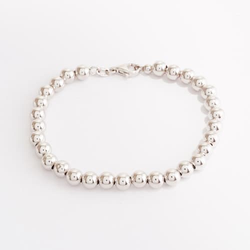 Ellen Tracy Sterling Silver 6mm Beaded Bracelet - image 