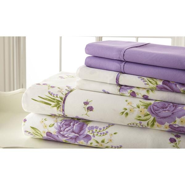 Spirit Linen Home&#40;tm&#41; Traditional Lavender Floral Sheet Set - image 