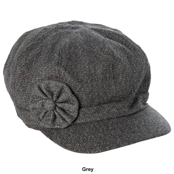 Womens Madd Hatter Lurex Flower Newsboy Hat