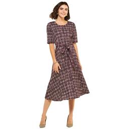 Womens Perceptions Elbow Sleeve Foil Plaid A-Line Dress