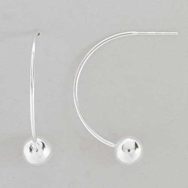 Sterling Silver 8mm Silver Bead Half Hoop Earrings - image 