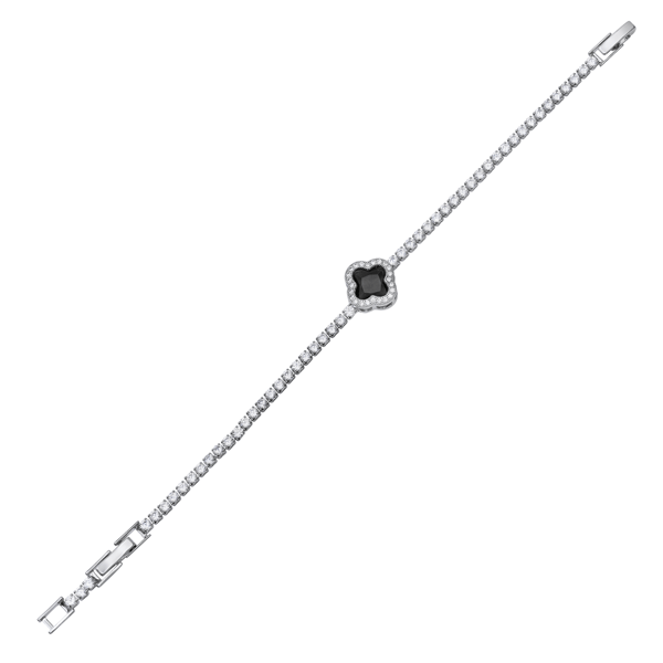 Saffron Black CZ Stone Square Charm Bracelet