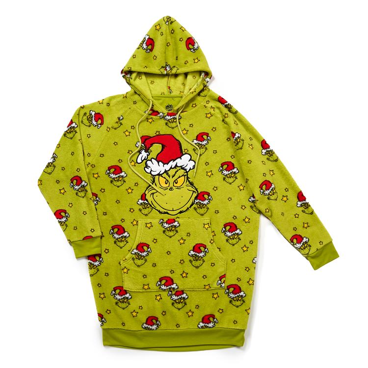 Womens Holiday Traditions Grinch Hooded Sleeper With Socks