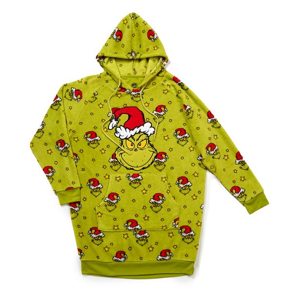 Womens Holiday Traditions Grinch Hooded Sleeper With Socks