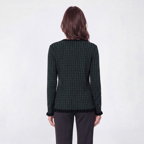 Petite Kasper Long Sleeve Stripe Button Front Cardigan - image 