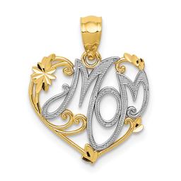 Gold Classics(tm) 14kt. Gold & Rhodium MOM Pendant