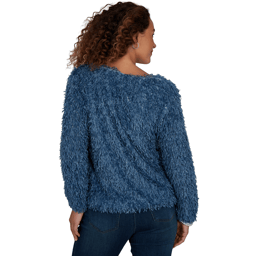 Womens Skye’s the Limit Icy Blue Sparkle Feather Sweater