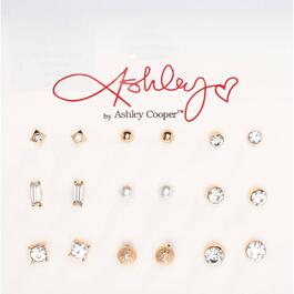 Ashley 9pc. Gold Crystal Seed Bead Hoop Earrings