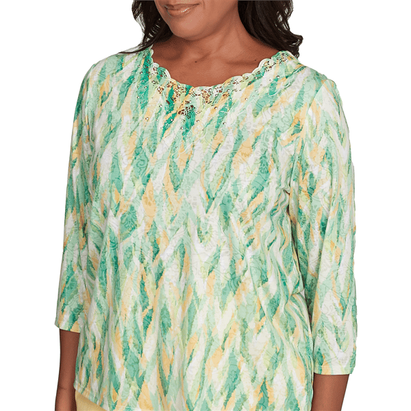 Womens Alfred Dunner Rise & Shine Bright Stroke Blouse