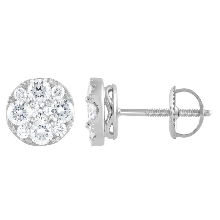 Nova Star® White Gold & 1ctw. Lab Grown Diamond Cluster Earrings