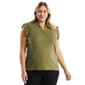Plus Size Rafaella(R) Ruffle Sleeve Solid Polo - image 1